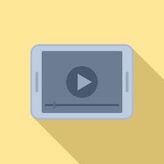 Sticker - Play video tablet icon flat vector. Watching player