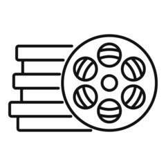 Sticker - Reel stack icon outline vector. Film video movie