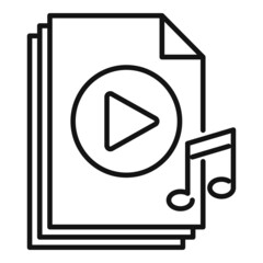 Sticker - Playlist file icon outline vector. Music song