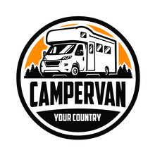 Camper Van Logo Design. Ready Made Motorhome Caravan Logo. Best For Campervan Motorhome Rv Related Industry