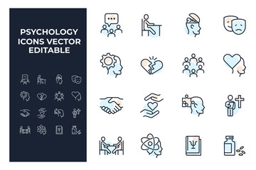 set of Psychology elements symbol template for graphic and web design collection logo vector illustration