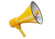 © Grispb - Loudspeaker on white background. Detailed rendering of loudspeaker. Megaphone for speaker or presenter. Yellow detailed phonograph close-up. Speakerphone close-up isolated. 3d illustration.