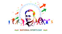 National Sports Day Of India With Coaching Training Concept Of Wrestling Boxing Weightlifting Javelin And Indian Tricolor Flag Background
