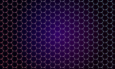 Leinwandbilder - Abstract hexagonal background with lines and dots.