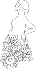 Poster - One line drawing of Happy pregnant woman, silhouette picture of mother. Vector illustration simplicity design.
