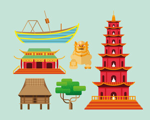 Sticker - six vietnam culture icons