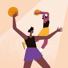 Canvas Print - couple playing basketball