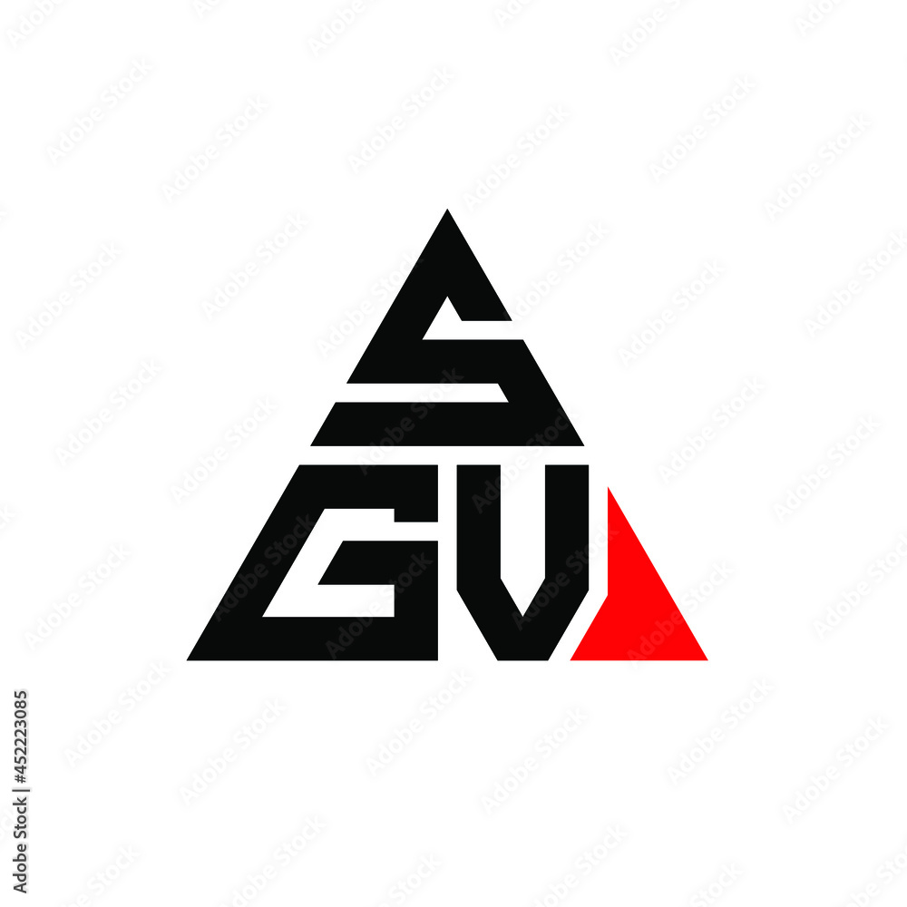 SGV triangle letter logo design with triangle shape. SGV triangle logo design monogram. SGV triangle vector logo template with red color. SGV triangular logo Simple, Elegant, and Luxurious Logo. SGV 