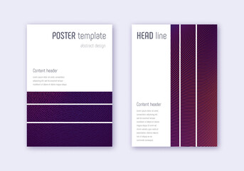 Geometric cover design template set. Violet abstra