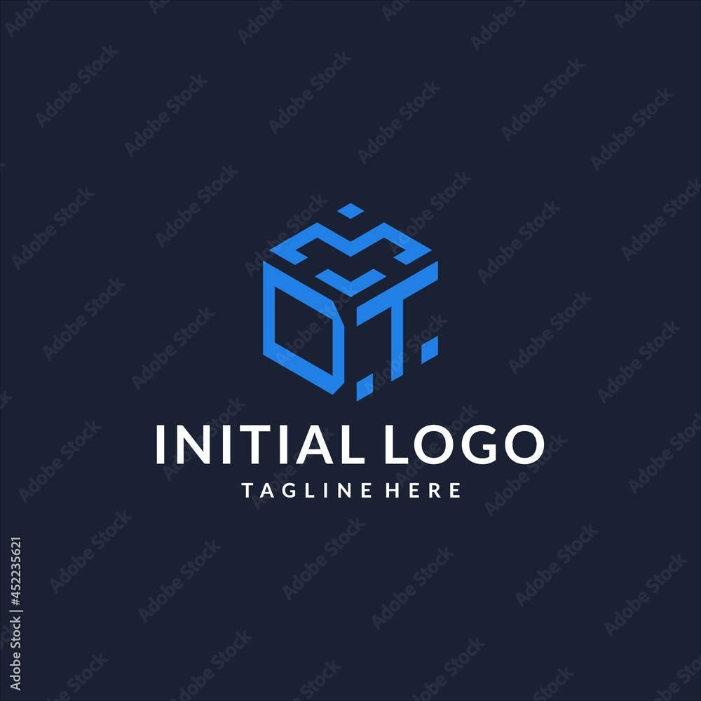 DT logo hexagon designs, best monogram initial logo with hexagonal ...