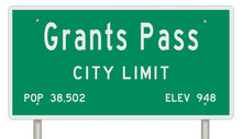 Rendering Of A Green Oregon Highway Sign With City Information