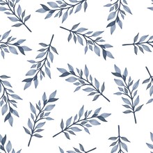 Seamless Pattern Of Grey Leaves For Backgroun And Fabric Design