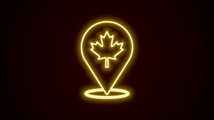 glowing neon line canadian maple leaf icon isolated on black background. canada symbol maple leaf. 4