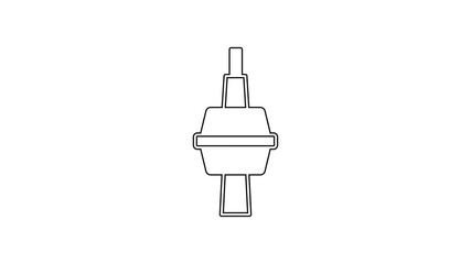 Sticker - Black line TV CN Tower in Toronto icon isolated on white background. Famous world landmarks icon concept. Tourism and vacation theme. 4K Video motion graphic animation