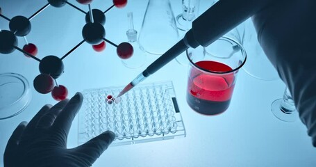 Wall Mural - scientist examining samples in science lab