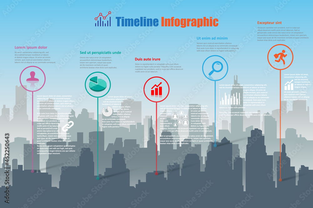 Business roadmap timeline infographic city design for abstract ...