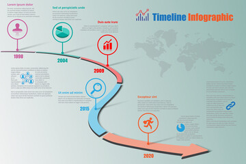 Wall Mural - Business roadmap timeline infographic pointer designed for background template element modern diagram process web pages technology digital marketing data presentation chart Vector illustration