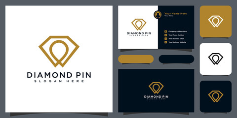 Wall Mural - diamond pin logo vector design and business card