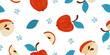 Seamless pattern with fruits. Red apples. On a white background.