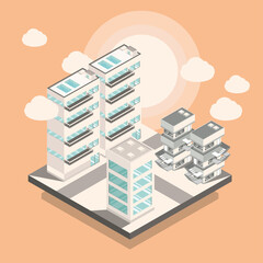 Canvas Print - isometric buildings urban