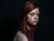 © SHOTPRIME STUDIO - woman with bare shoulders red hair posing isolated background