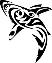 Wall Mural - Shark tattoo tribal stylised maori koru design fish ideal for tattoo design