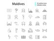 © Anastasia Gapeeva - Maldives attributes outline icons set. Tropical resort guide. Editable stroke. Isolated vector stock illustration
