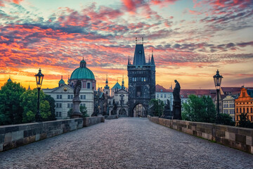 Poster - Charles Bridge in Prague at sunrise