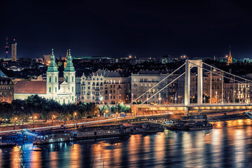 Poster - The city of Budapest by night