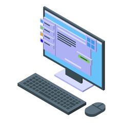 Computer software icon isometric vector. Internet website. Code screen