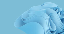 3D Illustration Blue Abstract Texture. Paper Art Style Can Be Used In Cover Design, Website Backgrounds Or Advertising.