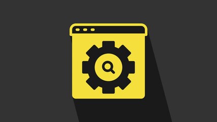 Canvas Print - Yellow Browser setting icon isolated on grey background. Adjusting, service, maintenance, repair, fixing. 4K Video motion graphic animation