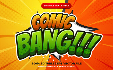 comic bang 3d cartoon style editable text effect template on halftone background