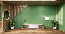 Nihon Green Room Design Interior -  Room Japanese Style. 3D Rendering