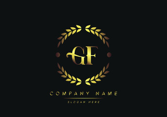 Wall Mural - letters GF monogram logo, gold color, luxury style, Vector Illustration