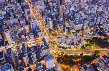  Paulista Avenue seen from above at night, São Paulo, SP, Brazil
