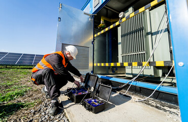 Wall Mural - execution of electrical measuring works on the power transformer