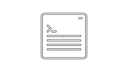 Black line Software, web developer programming code icon isolated on white background. Javascript computer script random parts of program code. 4K Video motion graphic animation