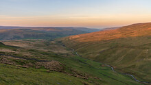 Golden Hour Over The Swaledale, Seen From The Buttertubs Pass (Cliff Gate Rd) Near Thwaite, North Yorkshire, England, UK