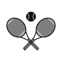 Cross Tennis Racket And Ball Flat Style Vector Icon. Simple Editable Illustration Usable For Web And Print Items.