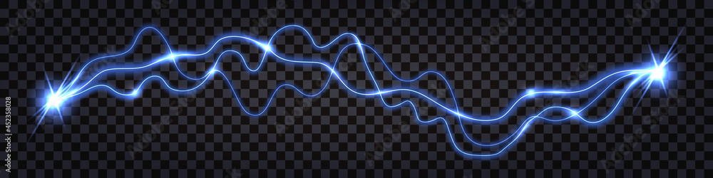 Electric discharge collision, blue light flash, shock effect with ...