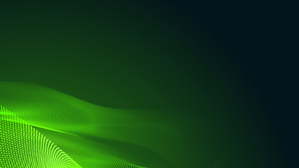 Wall Mural - abstract dot green wave gradient texture technology background.