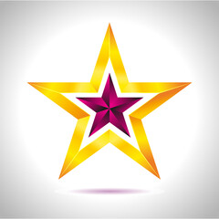 Sticker - Shiny Gold Star. Christmas Illustration for design on white background