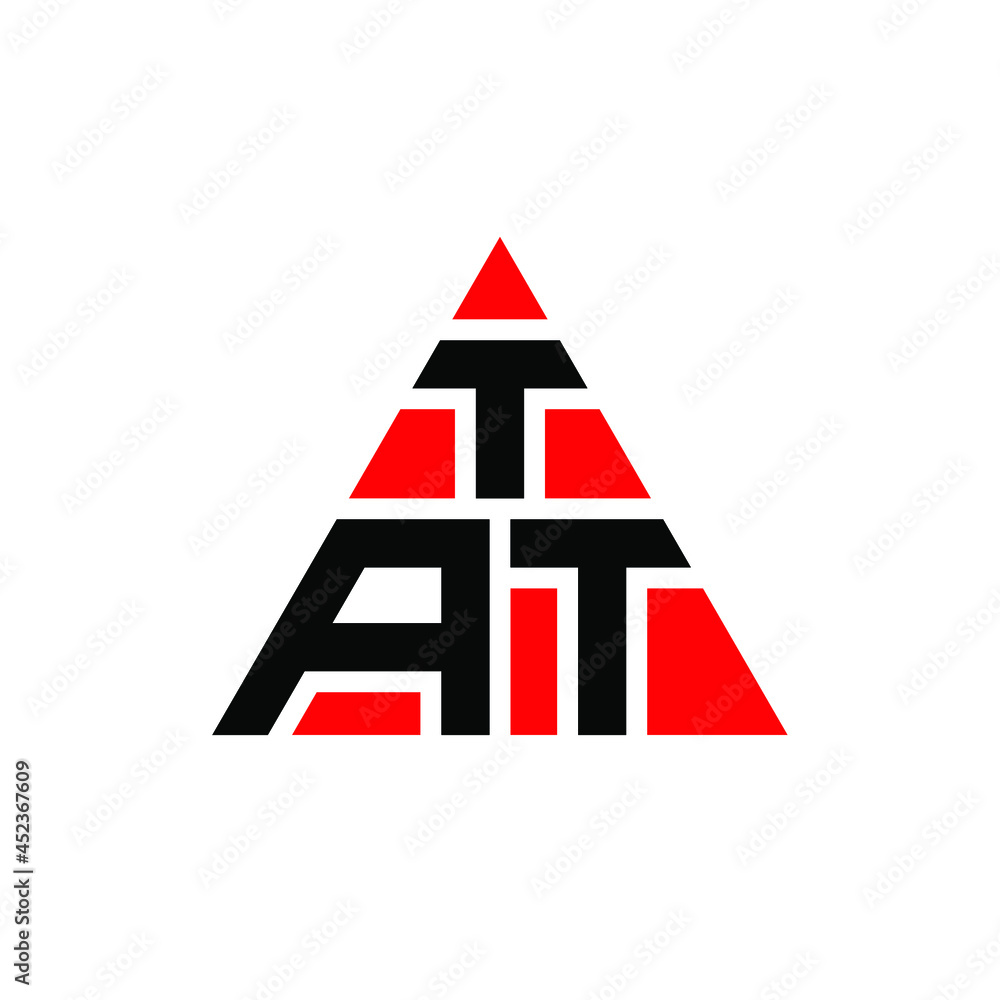 TAT triangle letter logo design with triangle shape. TAT triangle logo design monogram. TAT triangle vector logo template with red color. TAT triangular logo Simple, Elegant, and Luxurious Logo. TAT 