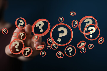 Sticker - Infinite question marks, original 3d illustration