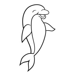 Wall Mural - Cute cartoon dolphin, coloring page