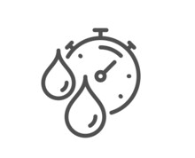 Paint Drying Time Line Icon. Timer With Dye Drops Sign. Dry Time Symbol. Quality Design Element. Linear Style Timer Icon. Editable Stroke. Vector