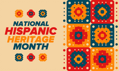 National Hispanic Heritage Month in September and October. Hispanic and Latino Americans culture. Celebrate annual in United States. Poster, card, banner and background. Vector illustration