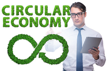 Poster - Concept of circular economy with businessman