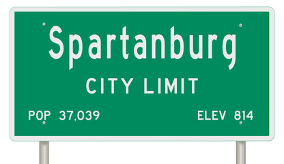 Wall Mural - Rendering of a green South Carolina highway sign with city information